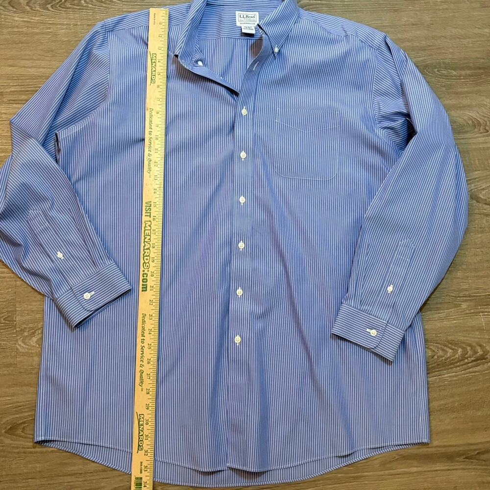 L. L. Bean Button Down Shirt Blue Stripe Mens 18-36 Traditional Fit Cotton​​ - Picture 6 of 8
